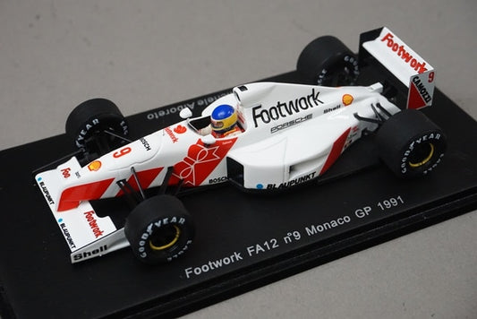 1:43 SPARK S3980 Footwork FA12 Monaco GP 1991 #9 M. Alboreto model car