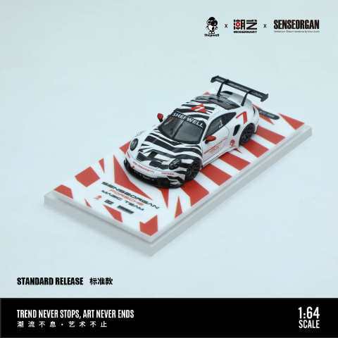 [ Pre-order ] MD647311 ModernArt x SSOG globe x Shepwell 1:64 Porsche 911 GT3 Cup (992) Black-White #7