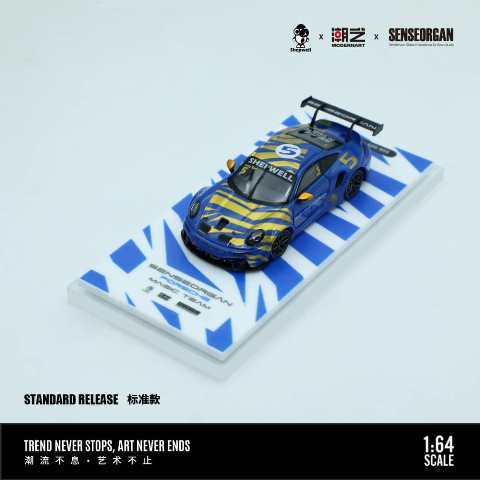 [ Pre-order ] MD647313 ModernArt x SSOG globe x Shepwell 1:64 Porsche 911 GT3 Cup (992) Blue-Gold #5
