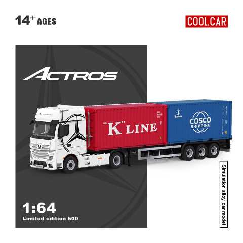 [ Pre-order ] CC646738-40WH Cool Car 1:64 Container Truck Actros Container Truck White