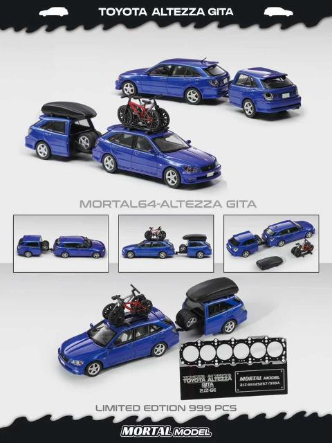 [ Pre-order ] MORTAL 1:64 Toyota Altezza Gita Pearl Blue Trailer