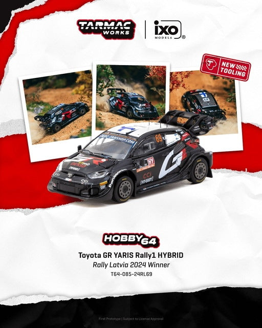 [ Pre-order ] T64-085-24RL69 Tarmac Works 1:64 Toyota GR YARIS Rally1 HYBRID Rally Latvia 2024 Winner Kalle Rovanpera / Jonne Halttunen