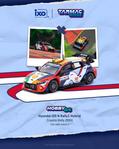 T64-089-24CR11 Tarmac Works 1:64 Hyundai i20 N Rally1 Hybrid Croatia Rally 2024 Thierry Neuville / Martijn Wydaeghe