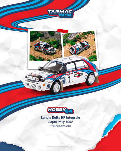[ Pre-order ] T64-049-92SAF01 Tarmac Works 1:64 Lancia Delta HF Integrale Safari Rally 1992 Juha Kankkunen / Juha Piironen