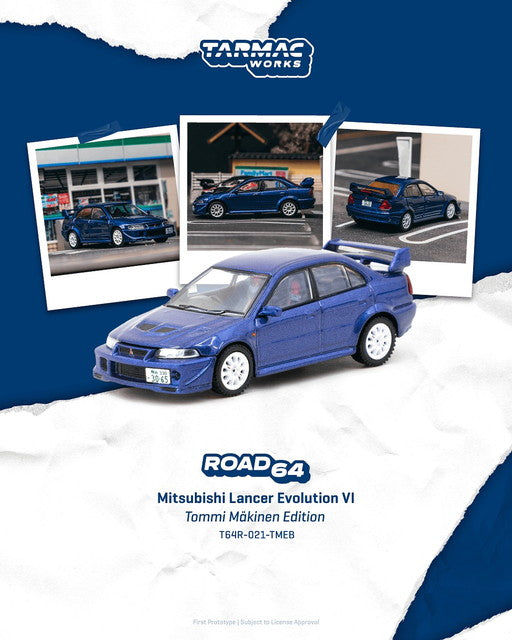 [ Pre-order ] T64R-021-TMEB Tarmac Works 1:64 Mitsubishi Lancer Evolution VI Tommi Makinen Edition Blue