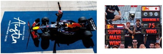 [ Pre-order ] S9666 Spark 1:43 Red Bull RB21 #1 Oracle Red Bull Racing F1 USA US GP 2025 Winner M. Verstappen with pit board