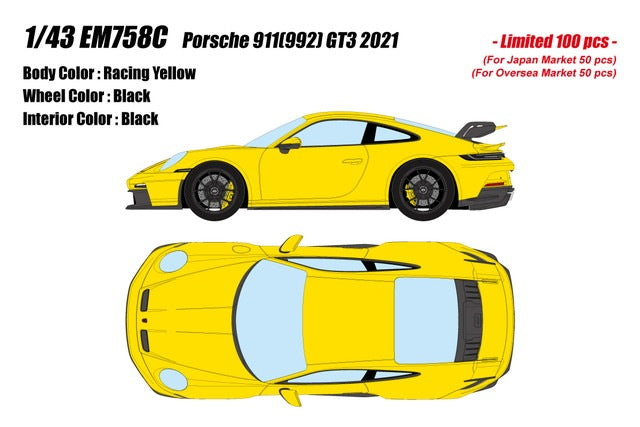 [ Pre-order ] EM758C Make Up EIDOLON 1:43 Porsche 911 (992) GT3 2021 Racing Yellow
