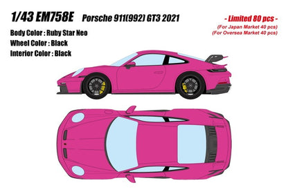 [ Pre-order ] EM758E Make Up EIDOLON 1:43 Porsche 911 (992) GT3 2021 Ruby Star Neo