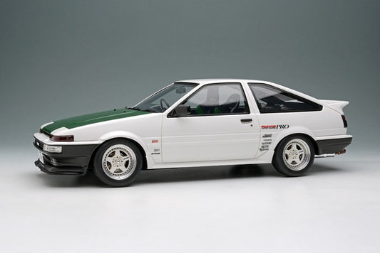 [ Pre-order ] EML144 Make Up EIDOLON 1:18 Toyota Sprinter Trueno (AE86) (3-Door) Tk-Street Ver. White (Green Carbon Fiber Hood)