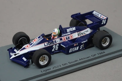 1:43 Spark S7417 Ligier JS23 South African GP 5th 1984 #26 A. de Cesaris