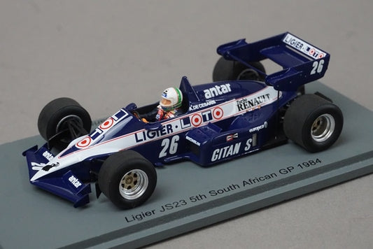 1:43 Spark S7417 Ligier JS23 South African GP 5th 1984 #26 A. de Cesaris