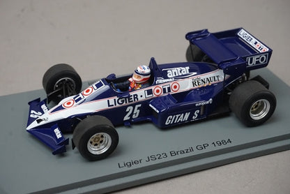 1:43 Spark S7416 Ligier JS23 Brazilian GP 1984 #25 F. Hesnault