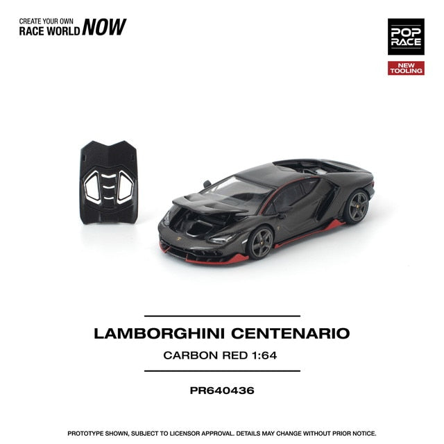 [ Pre-order ] PR640436 POP RACE 1:64 Lamborghini Centenario CARBON RED