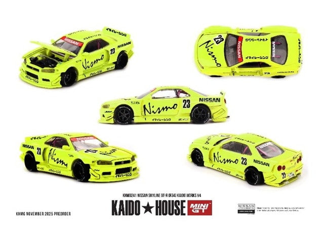 [ Pre-order ] KHMG241 TSM MINI-GT 1:64 Nissan Skyline GT-R R34 Kaido Works V4 (Right-hand drive)