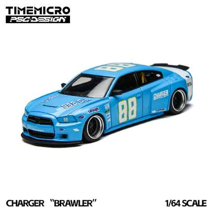 [ Pre-order ] TM648202 Time Mirco TM x PSC Design 1:64 Charger Dodge Charger Blue Daytona #88