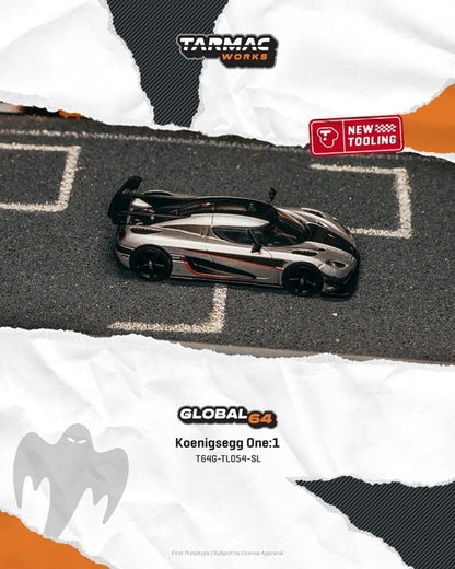[ Pre-order ] T64G-TL054-SL Tarmac Works 1:64 Koenigsegg One:1 Silver