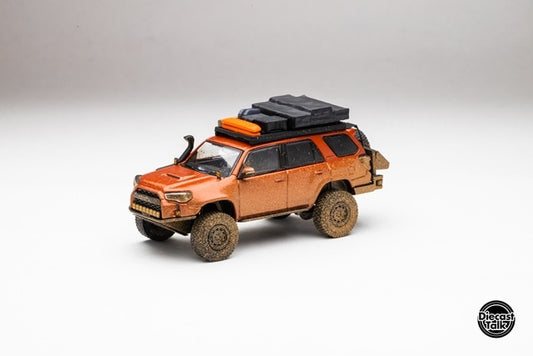[ Pre-order ] DTG0018-ORM GCD Gaincorp Products 1:64 Toyota 4Runner Widebody Overland Inferno Orange (Muddy)