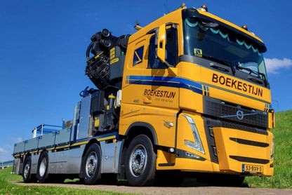 [ Pre-order ] 01-4960 WSI 1:50 Volvo Boekestijn FH 5 Sleeper Cab Rigid Flatbed Truck 8x2 Tag Axle with Palfinger PK 92002 SH + JIB