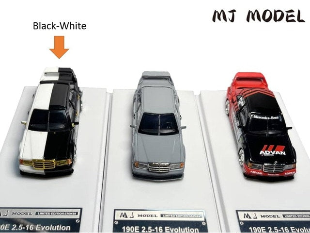 [ Pre-order ] MJ Model 1:64 190E W201 2.5-16 Evo Black-White
