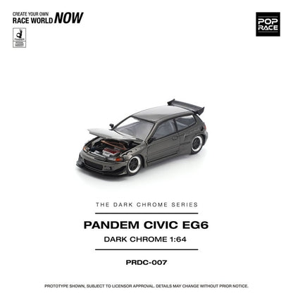 [ Pre-order ] PRDC007 POP RACE 1:64 Pandem Civic EG6 Dark Chrome