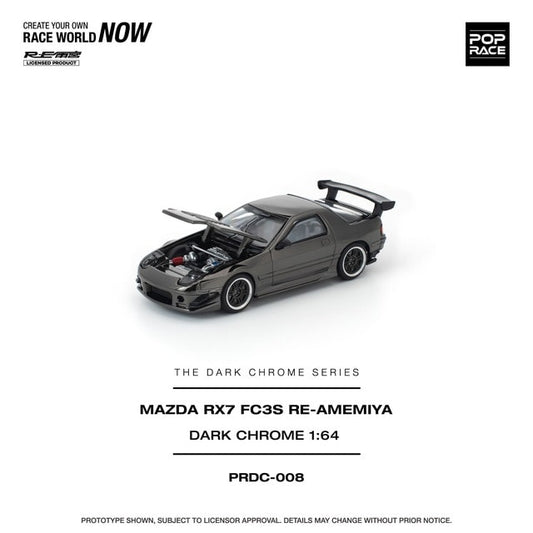[ Pre-order ] PRDC008 POP RACE 1:64 Mazda RX7 (FC3S) RE-AMEMIYA Dark Chrome