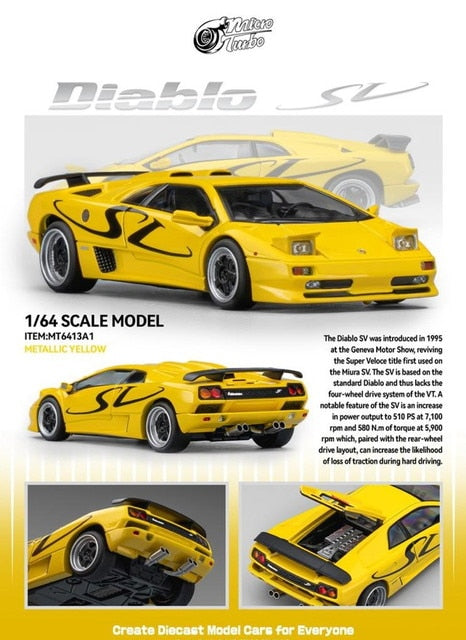 [ Pre-order ] MT6413A1 Micro Turbo 1:64 Lamborghini Diablo SV Metallic Yellow