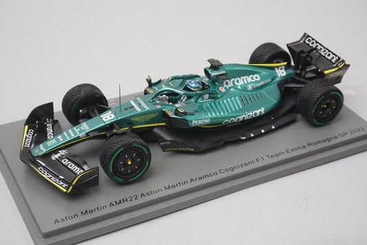 1:43 Spark S8532 Aston Martin AMR22 Aramco Cognizant F1 Team Emilia Romagna GP 2022 #18 L. Stroll