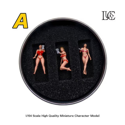 [ Pre-order ] LK2025112527-A Lucky Studio 1:64 Car Wash Girl Trio Figure (Red) - Female Car Wash Girls in Swimsuits and Underwear