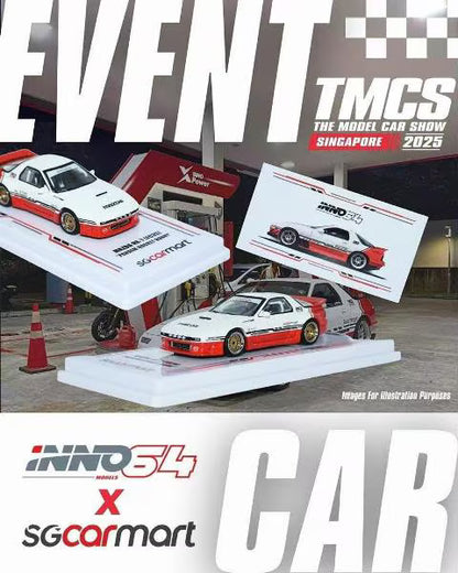 [ Pre-order ] INNO64 x SGCARMART 1:64 PANDEM MAZDA RX-7 (FC3S) White/Red with Chase, TMCS Singapore Exclusive
