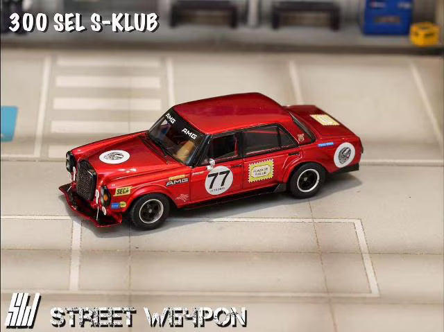 [ Pre-order ] SW Street Weapon 1:64 300SEL S-KLUB Modified Red Pig