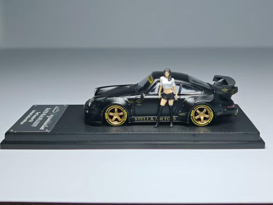 [ Pre-order ] MC640003D MC Model Collect 1:64 RWB930 3.8 Type High Wing Matte Black Gold Wheel Figure Included