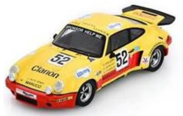 [ Pre-order ] S9802 Spark 1:43 Porsche Carrera RSR 3.0 #52 Le Mans 24H 1975 W. Vollery - R. Dorchy - E. Chapuis