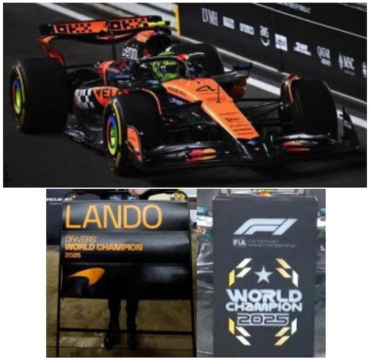 [ Pre-order ] 64S078 Spark 1:64 McLaren MCL39 #4 3rd Abu Dhabi GP 2025 F1 Drivers' World Champion 2025 L. Norris with Pit Board