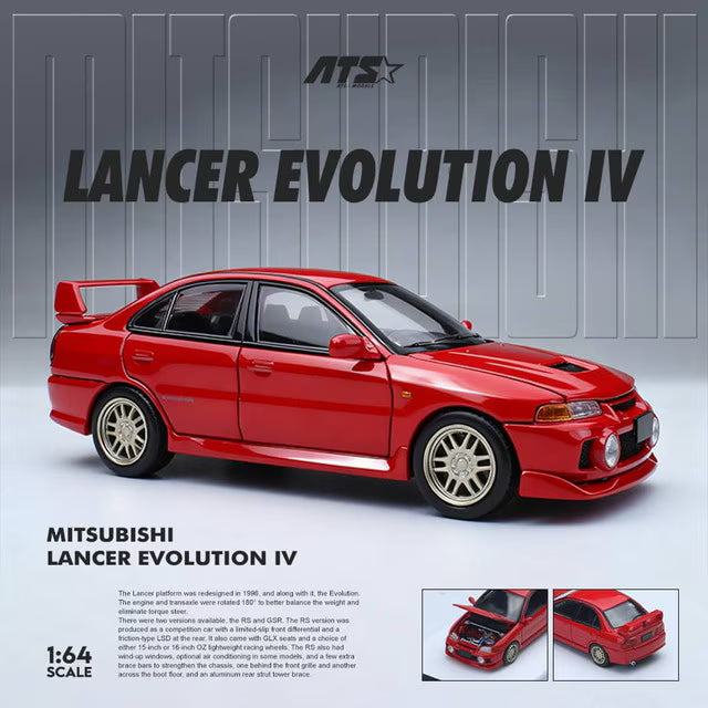 [ Pre-order ] ATS881003 ATS 1:64 Mitsubishi Lancer Evolution IV Red (Opening and Closing Hood)