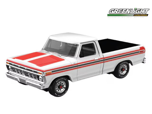 [ Pre-order ] 30574 GreenLight 1:64 Scale 1977 Ford F-150 - White with Orange Stripes