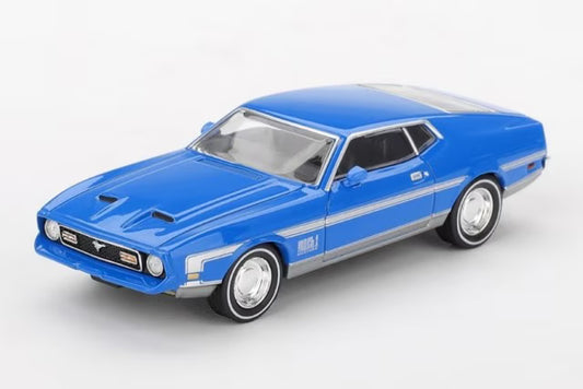 [ Pre-order ] MGT01138-L TSM MINI-GT 1:64 Scale Ford Mustang Mach 1 1971 Grabber Blue (Left-Hand Drive)