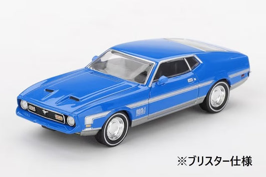 [ Pre-order ] MGT01138-BL TSM MINI-GT 1:64 Scale Ford Mustang Mach 1 1971 Grabber Blue (Left-Hand Drive) *Blister Pack