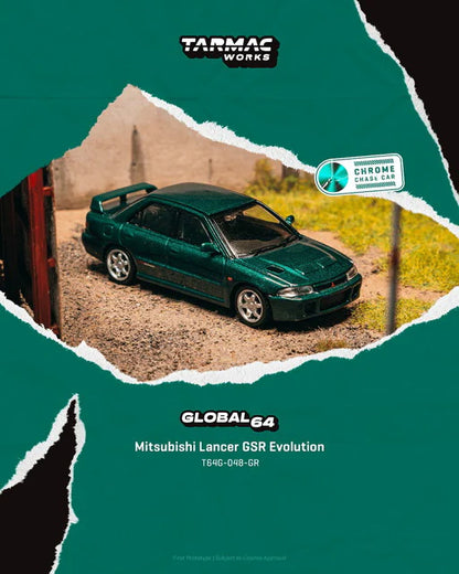[ Pre-order ] T64G-048-GR Tarmac Works 1:64 Mitsubishi Lancer GSR Evolution Green Metallic