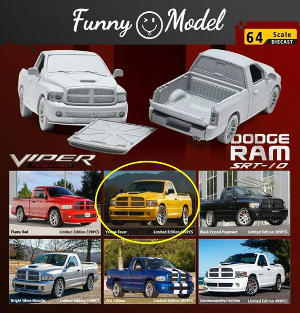 [ Pre-order ] Funny Model (FM) 1:64 Dodge Ram 2004 SRT-10 B/Yellow Fever