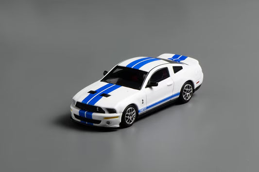 [ Pre-order ] GL-1251005C MOTORHELIX 1:64 Ford Mustang Shelby GT500 2007 White Blue Double Stripes