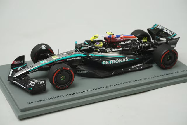1:43 Spark S9533 Mercedes-AMG Petronas F1 Team W15E Performance British Grand Prix Winner 2024 #44 L. Hamilton
