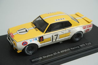 1:43 EBBRO 44140 Nissan Skyline GT-R KPGC10 Racing Fuji 1972 #17 Yellow White model car