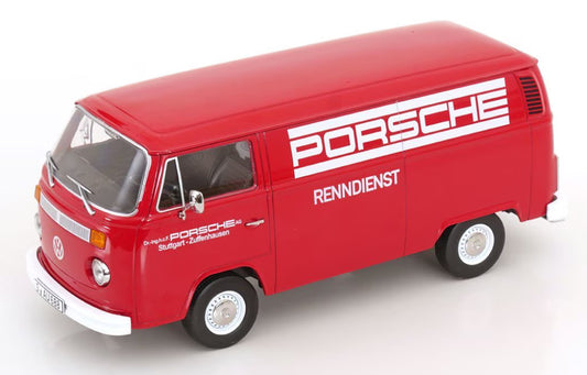 [ Pre-order ] KKDC181412 KK scale 1:18 Volkswagen T2b Kastenwagen Porsche Renndienst 1972 Red/White