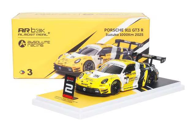 640001001 AR Box [Almost Real Model] 1:64 Porsche 992 GT3 R Yellow Suzuka 1000km 2025 #7