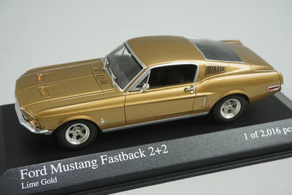 1:43 MINICHAMPS 400082022 Ford Mustang Fastbag 2+2 1968 Gold Metallic model car