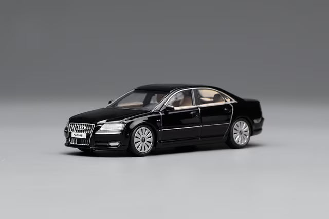 [ Pre-order ] M68201 MOTORHELIX 1:64 Audi A8 (D3) 2008 Late Version Metallic Black