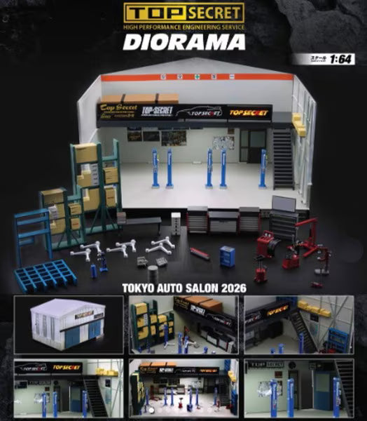 64B0505 KKK MODEL 1:64 TOP SECRET DIORAMA GARAGE (TAS26) 2026 TOKYO AUTO SALON SPECIAL Limited Edition