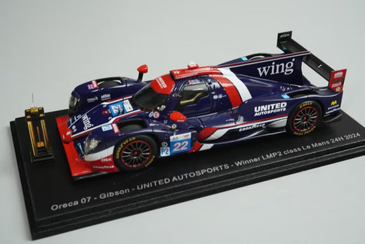 1:43 Spark S9133S BAM Custom Oreca 07 Gibson United Autosports LMP2 Class Le Mans 24H Winner 2024 #22