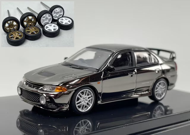 M64009DZ-CY MOTORHELIX 1:64 Mitsubishi Lancer Evolution IV GSR Customized Electroplating Gun Grey