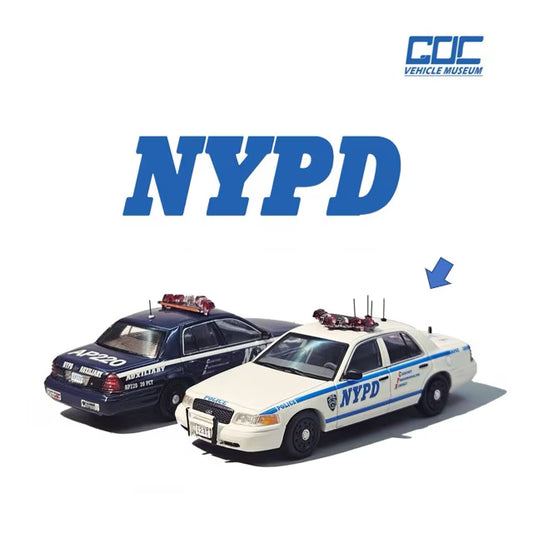 GOC 1:64 Ford Crown Victoria New York Police Car White #1237 Police Patrol Car